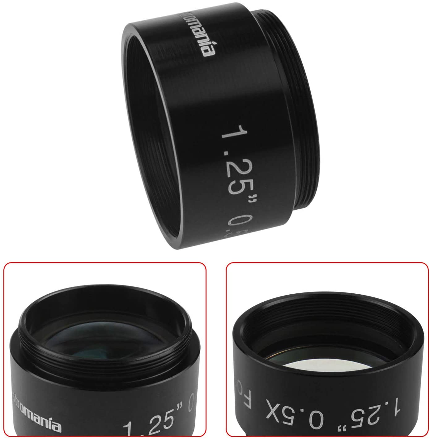 Astromania 1.25 0.5X Reducer Corrector Reduces The Focal Length for Visual and Photographic Use C-Mount Standard for C Or CS Mount CCTV Type Cameras with Telescopes 