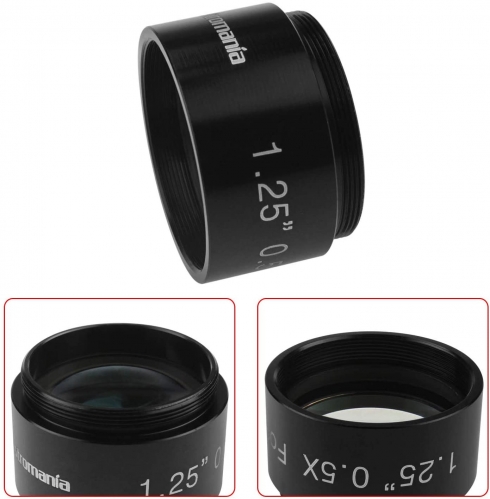 Astromania 0.5X Reducer for Photography And Observing - 1.25" Filter Thread (28.5x0.75MM) on Both Sides - Reduces The Focal Length for Visual